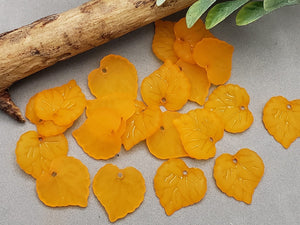 Tangerine Lucite Leaf Charms - 15x15mm - 20pcs