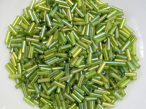 Mystic Peridot Green Bugles - 7mm - 20gr