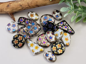 Vitrail Flower Mix - Focal Czech Beads - 6pcs