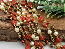 Load image into Gallery viewer, Coral Tulip Baroque Peals - Czech Rosary Chain - 1ft.
