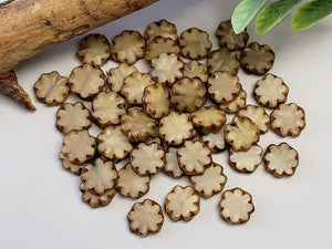 Picasso Latte - Czech Cactus Flower - 10mm - 15pcs