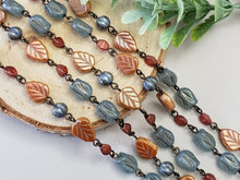 Load image into Gallery viewer, Powder Blue Tulip Peach Leaf - Czech Rosary Chain - 1ft.
