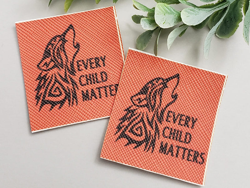 Every Child Matters Wolf Faux Leather Backing - 40mm - 2pcs