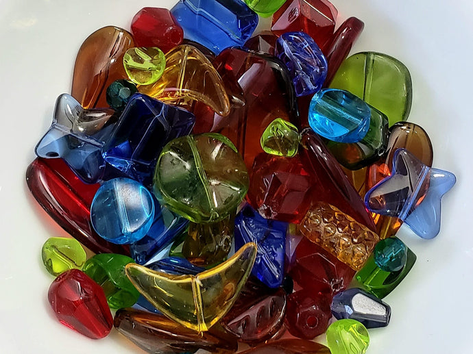 Jewel Tone - Translucent Czech Glass Grab Bag Mix - 25pcs