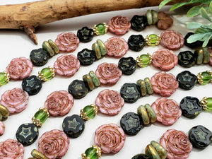 "Vintage Rose" Czech Glass Designer Strands