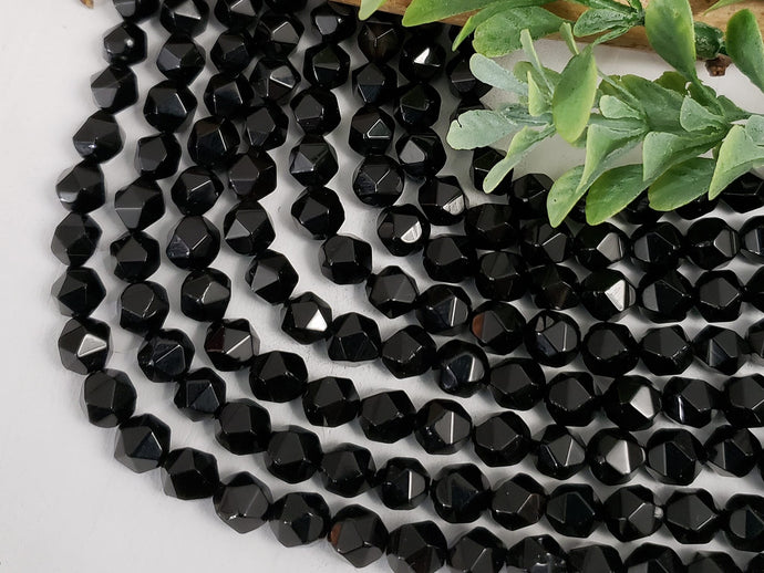 Black Onyx - Diamond Cut Gemstone - 8mm - 12