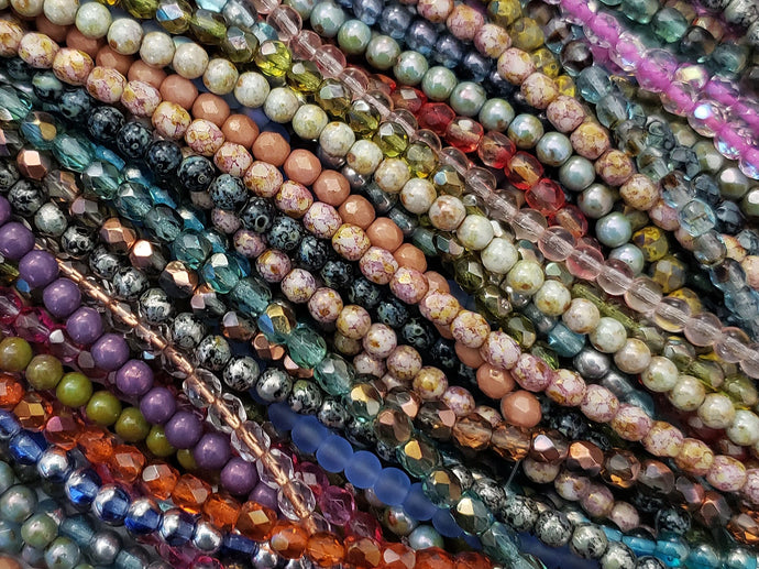 Czech Glass Fire-Polished Druks Bicone Bundle Mix - 5 Strands/Loose