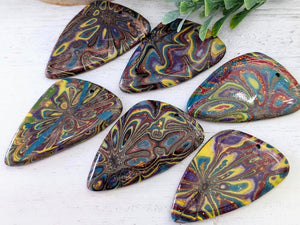 Groove Print Polymer Clay Pendant - 50x30mm - 1pc