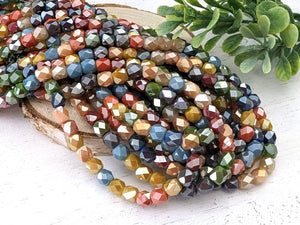 Tie Dye Mix - Faceted Crystal Barrels - 6x5mm - 16" Strand