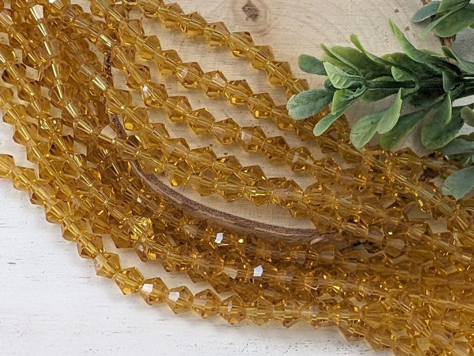 Honey - Faceted Crystal Bicone - 6mm - 9