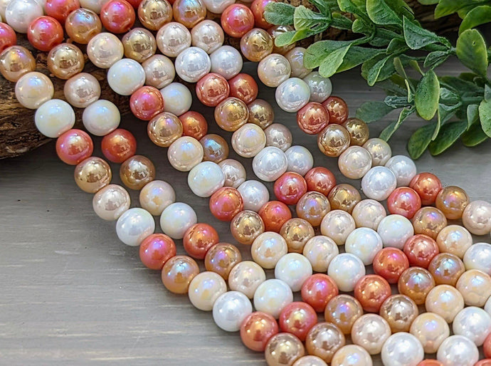Mystic Peach Mix - Glass Beads - 8mm - 14