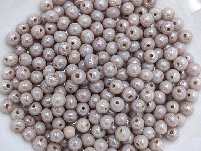 Pale Lilac Luster - Porcelain Beads - 4mm - 50pcs