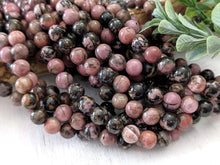 Load image into Gallery viewer, Black Lace Rhodonite - Gemstone - 8mm - 15&quot; Strand
