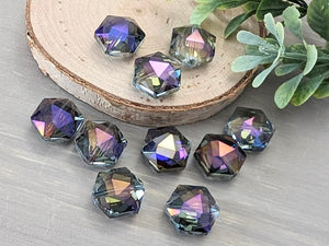 Mystic Purple Hexagon Crystals - 10x7mm - 2pcs