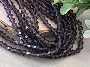 Purple Faceted Crystal Bicone - 4mm - 14"-15" Strand