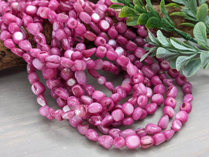 Orchid - Irregular Dyed Shell Nuggets - 5 to 8mm - 15" Strand