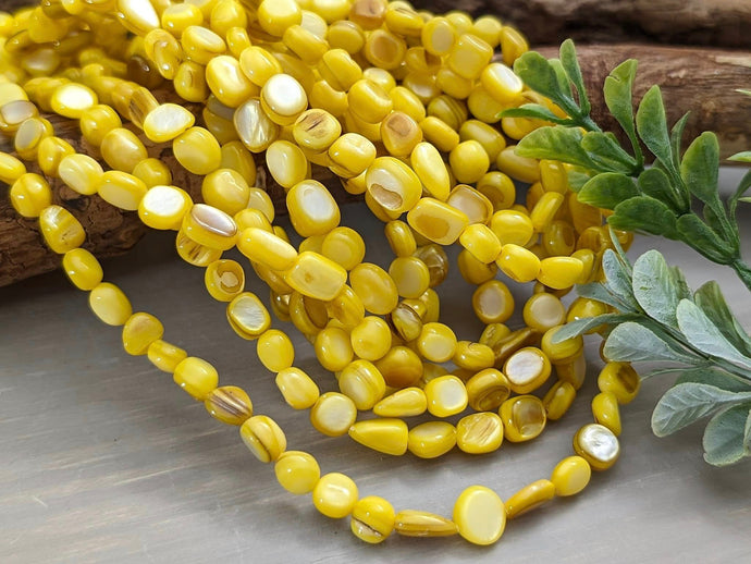 Tuscany Yellow - Irregular Dyed Shell Nuggets - 5 to 8mm - 15