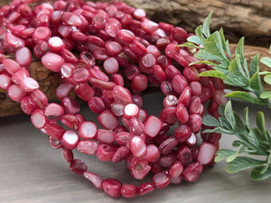 Cherry Red - Irregular Dyed Shell Nuggets - 5 to 8mm - 15" Strand