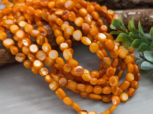 Tangerine - Irregular Dyed Shell Nuggets - 5 to 8mm - 15" Strand