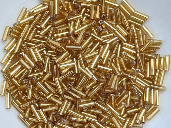 Metallic Gold Bugle Beads - 7mm - 20gr