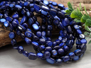 Lapis Blue - Irregular Dyed Shell Nuggets - 5 to 8mm - 15" Strand