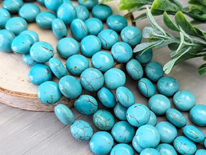 Turquoise Stone Coin - 10x4mm - 6" Strand