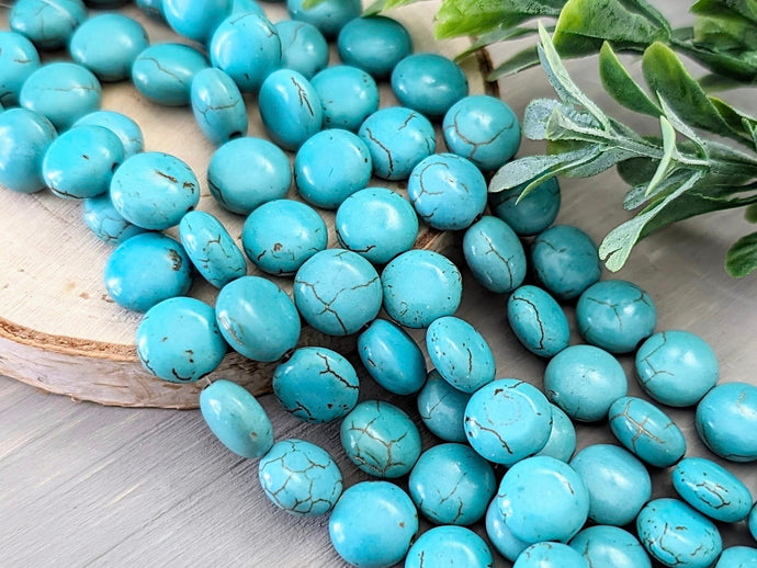 Turquoise Stone Coin - 10x4mm - 6