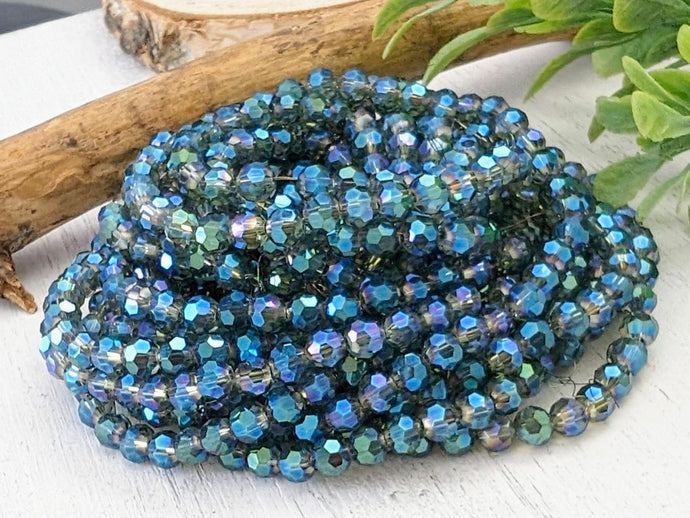 Mystic Turquoise Blue Faceted Crystals - 4mm - 14