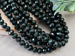 Spruce Green Faceted Crystals - 6x4mm - 15" Strand