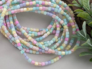 Pastel Rainbow - Cylinder Dyed Shell - 4x3mm - 15" Strand