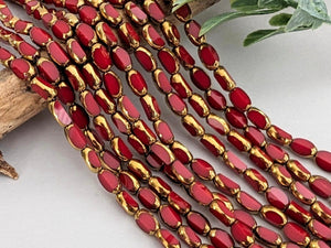 Opaque Ruby Red * Rectangle Crystals - 14" Full Strand