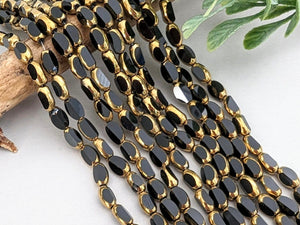 Opaque Black - Rectangle Crystals - 14" Full Strand