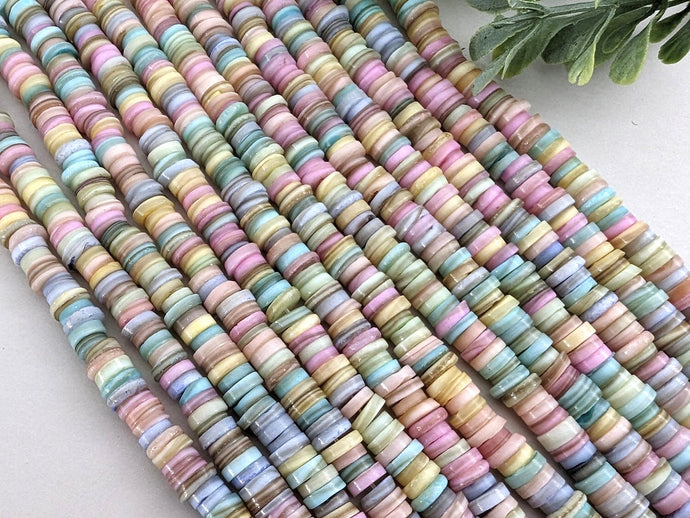 Pastel Rainbow - Heishi Disks Dyed Shell - 6mm - 15