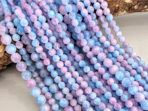 Pink Aqua Mix - Dyed Selenite Beads - 6/8mm - 15"Strand