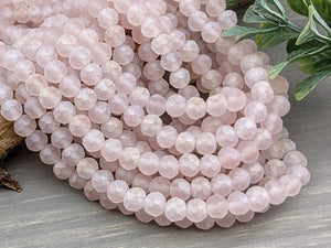 Frosted Pale Pink - Crystal Rondelle - 6x4mm - 12" Strand