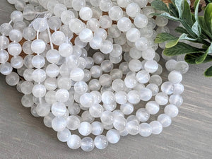 White - Natural Selenite Beads - 6/8mm - 15"Strand