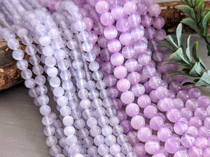 Pastel Purple - Dyed Selenite Beads - 6/8mm - 15"Strand