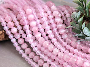 Pastel Pink - Dyed Selenite Beads - 6/8mm - 15"Strand