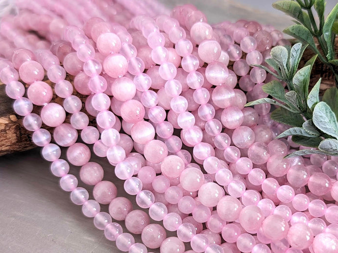Pastel Pink - Dyed Selenite Beads - 6/8mm - 15