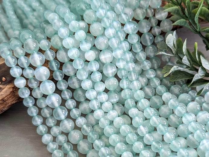 Pastel Mint - Dyed Selenite Beads - 6/8mm - 15