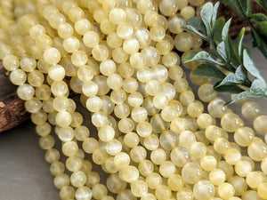 Pastel Yellow - Dyed Selenite Beads - 6/8mm - 15"Strand