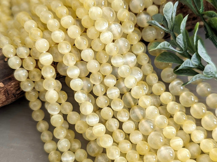 Pastel Yellow - Dyed Selenite Beads - 6/8mm - 15