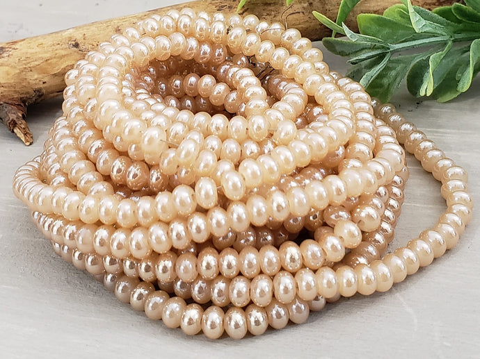 Champagne Shimmer - Smooth Glass Rondelle - 4mm - 15