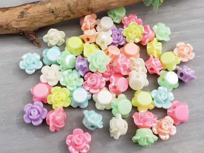 Pastel Flower - Lucite Mix - 10mm - 50pcs