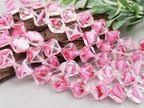 Silk Fuchsia Pink - Diagonal Shape Czech Beads - 10mm - 10pcs