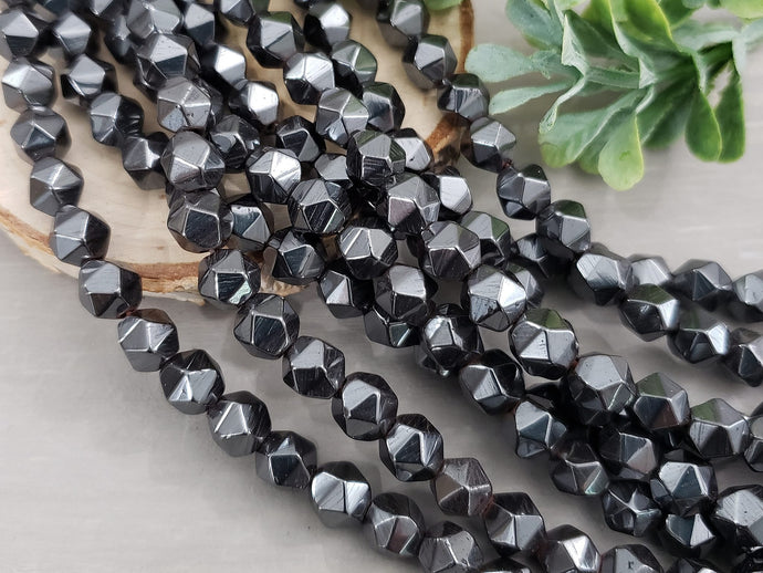Diamond Cut Hematite - 8mm - 15