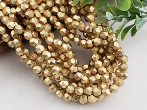 14k Matte Champagne Gold - Diamond Cut Hematite - 6mm