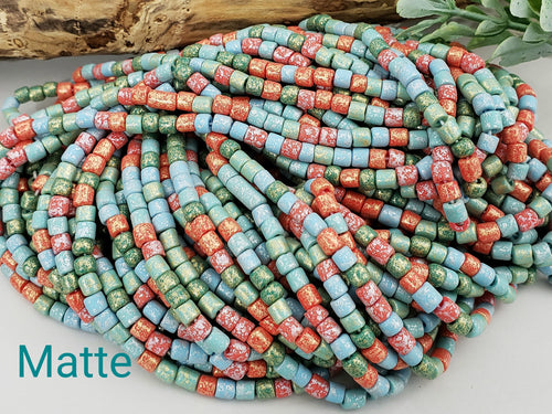 Aged "Matte" Silver Wash Mix - Czech Cylinder Mix - 6/0 - 4mm - 10" Strand