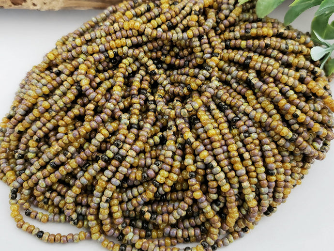 Aged Amethyst Honey Stripped Picasso - Czech Seed Bead Mix - 8/0 - 20