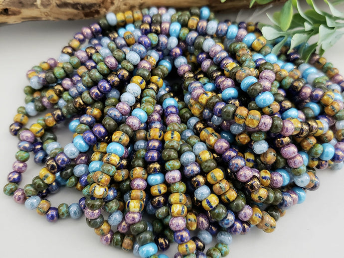 Aged Mystic Meadow Stripped Picasso - Large Czech Seed Bead Mix - 5.5/6mm - 10